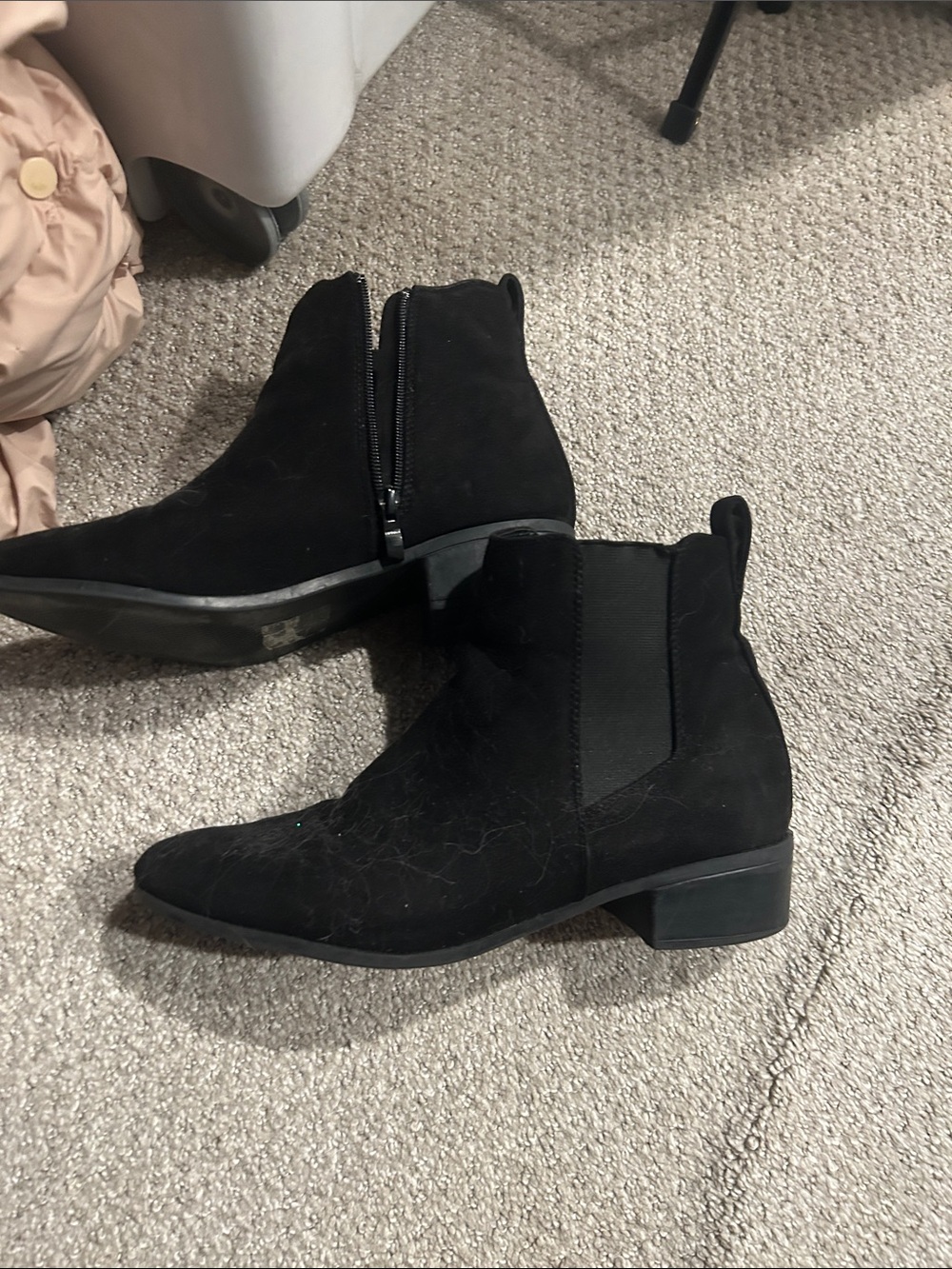 Black Women's Ankle Boots - Suede Chelsea Style